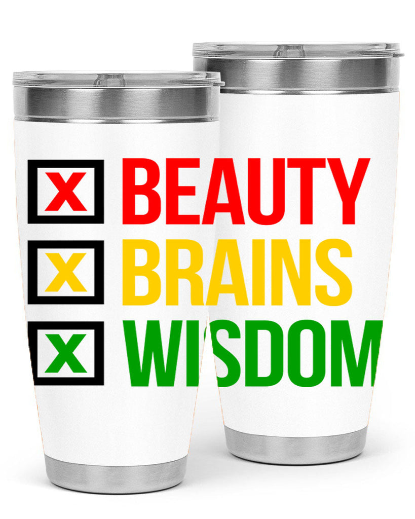 beauty brains wisdom 262#- black words phrases- Cotton Tank