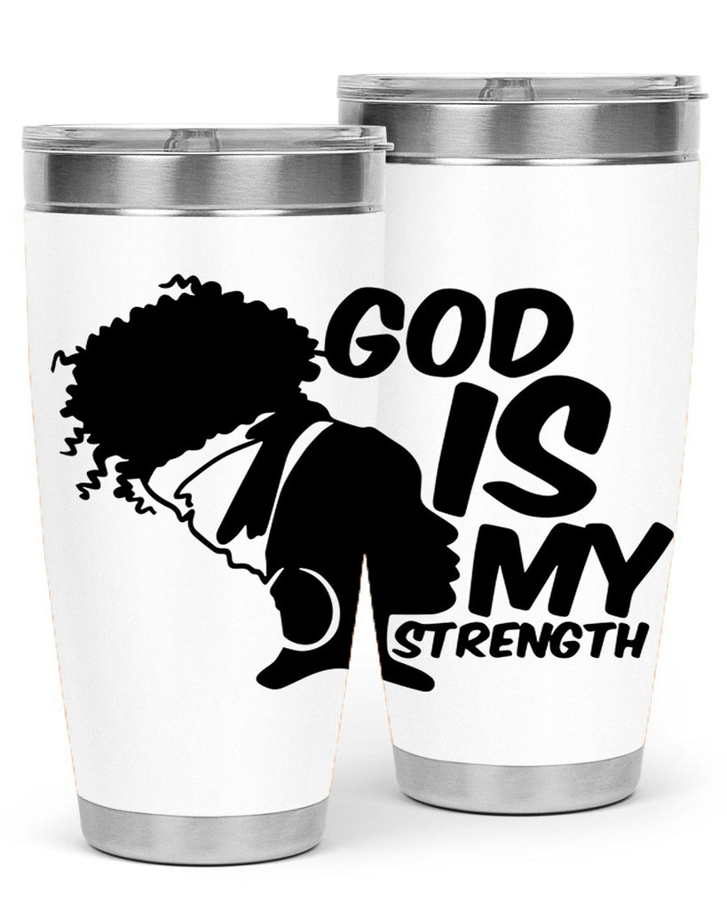 god is my strength- black words phrases- Cotton Tank