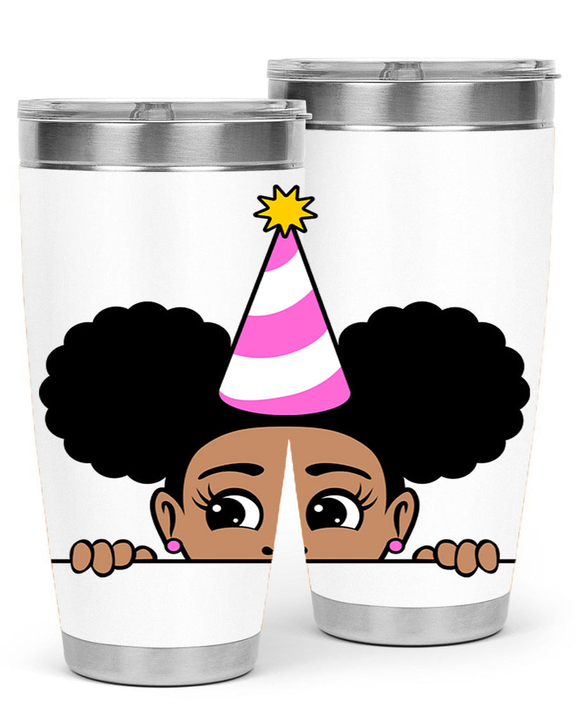 peekaboo afro puffs birthday girl 24#- women-girls- Tumbler
