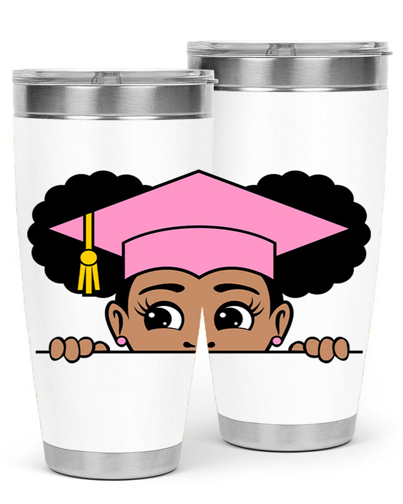 peekaboo afro puffs grad girl 23#- women-girls- Tumbler