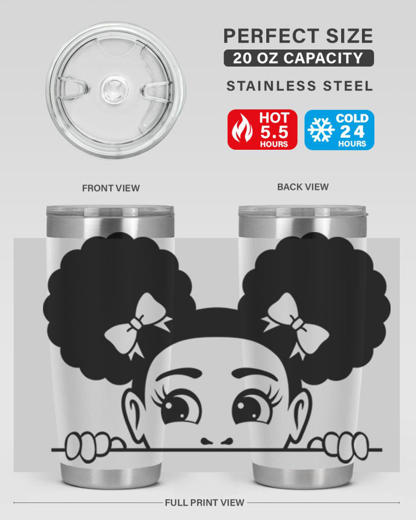 afro puffs girl peekaboo 80#- women-girls- Tumbler
