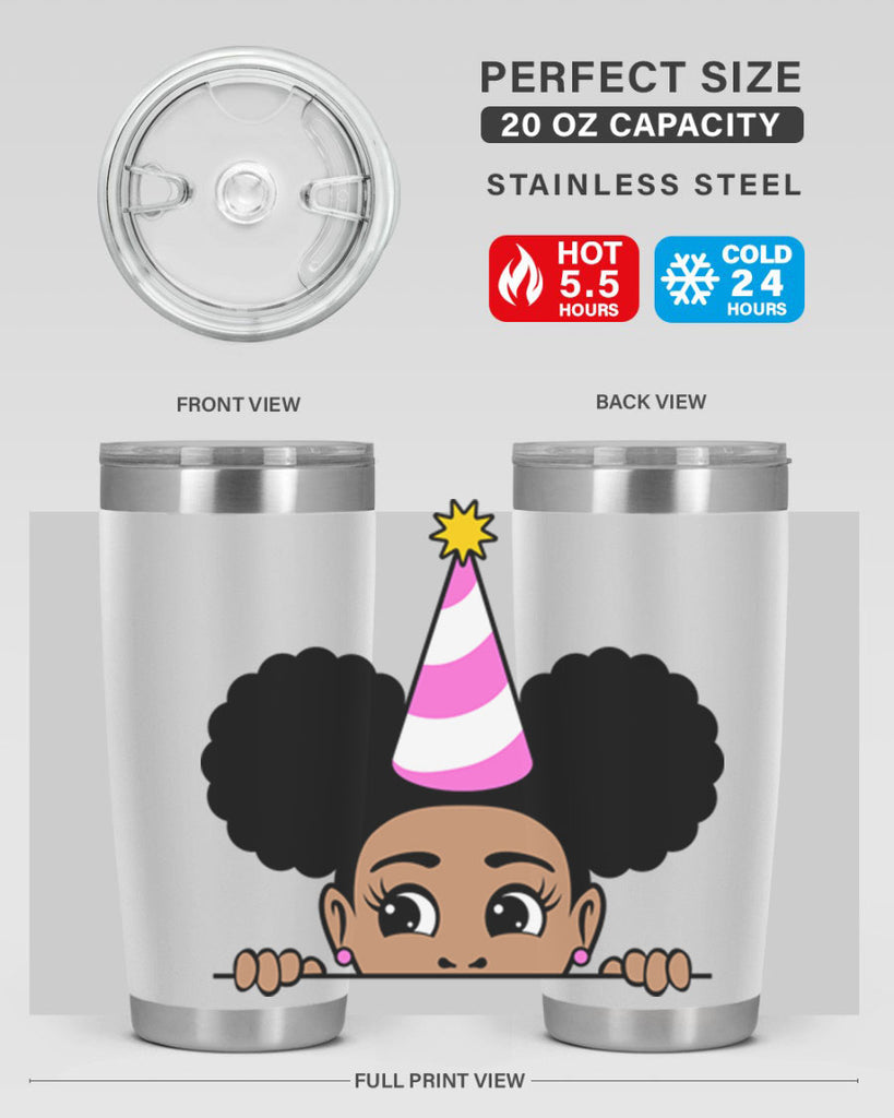 peekaboo afro puffs birthday girl 24#- women-girls- Tumbler