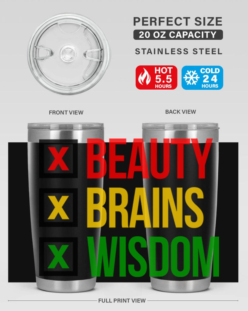 beauty brains wisdom 262#- black words phrases- Cotton Tank