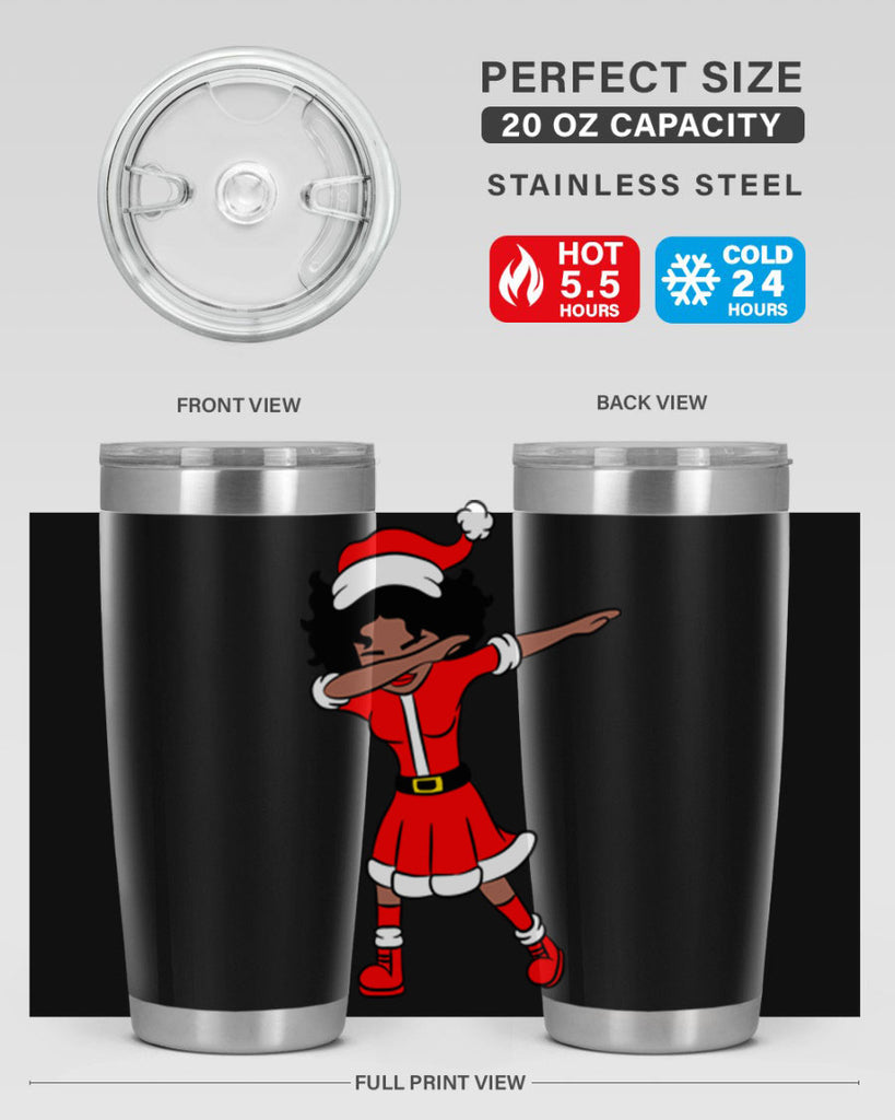 dabbing santa claus afro girl 50#- women-girls- Tumbler