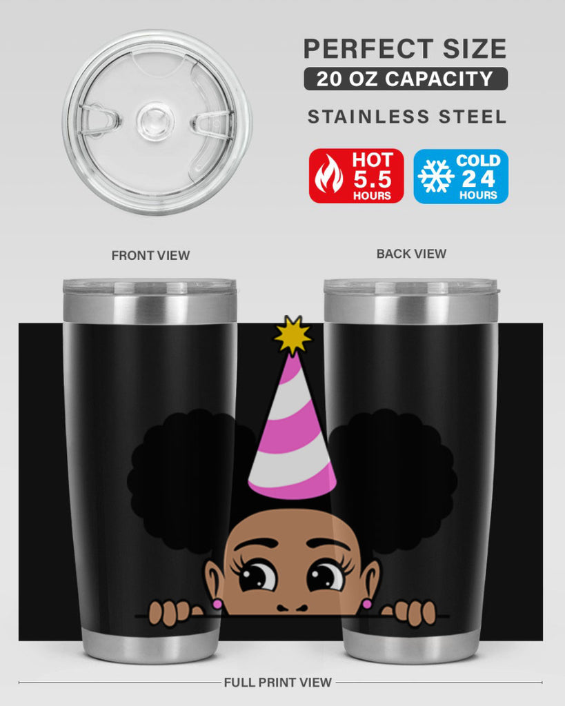 peekaboo afro puffs birthday girl 24#- women-girls- Tumbler