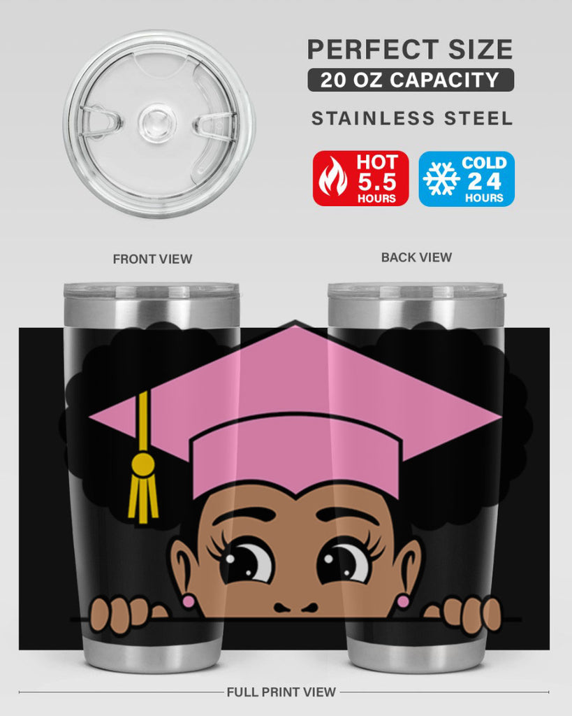 peekaboo afro puffs grad girl 23#- women-girls- Tumbler