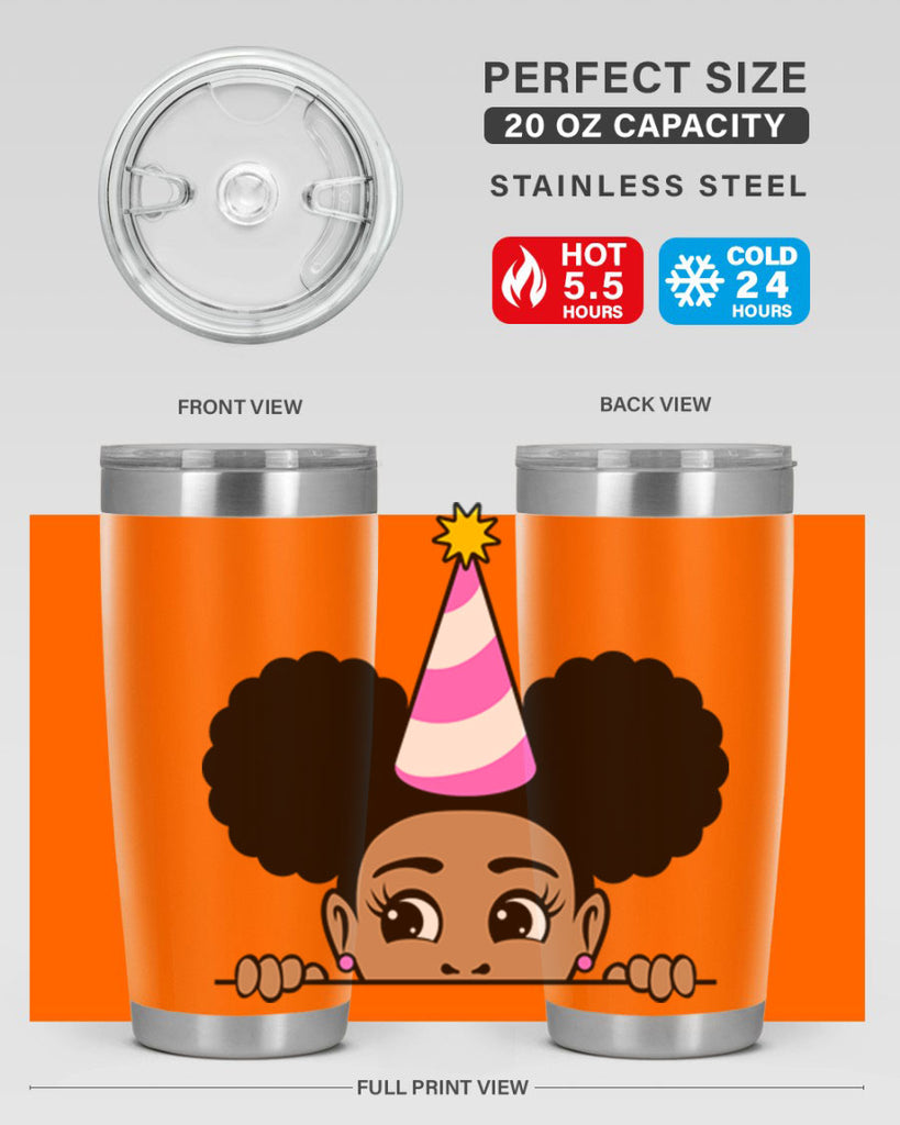 peekaboo afro puffs birthday girl 24#- women-girls- Tumbler