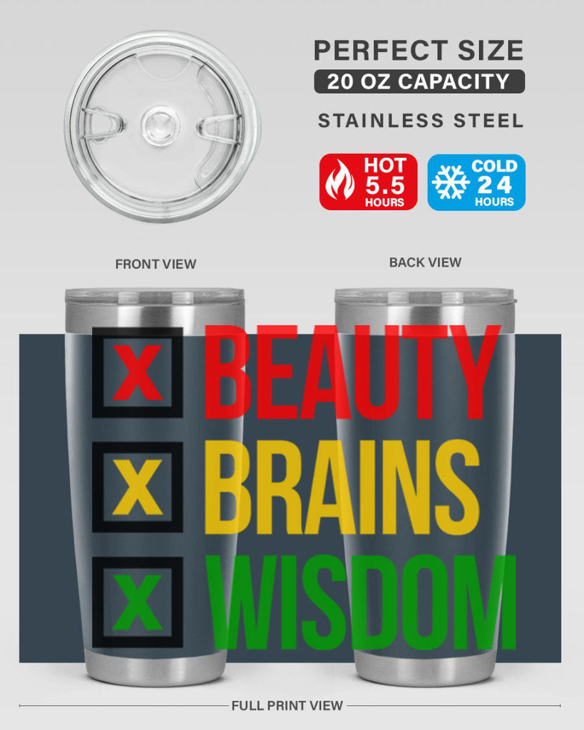 beauty brains wisdom 262#- black words phrases- Cotton Tank