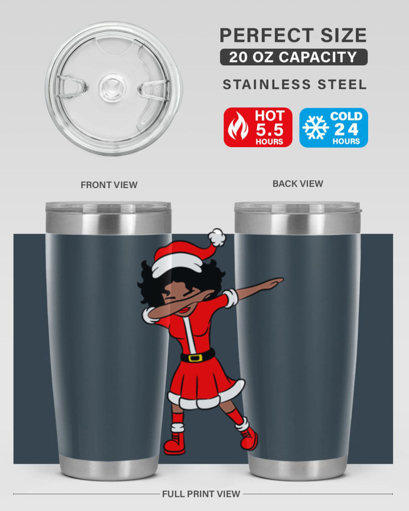 dabbing santa claus afro girl 50#- women-girls- Tumbler