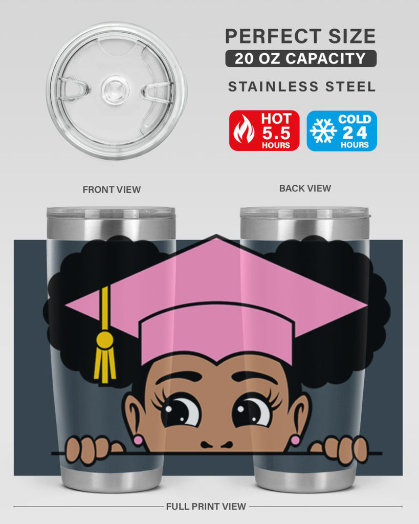 peekaboo afro puffs grad girl 23#- women-girls- Tumbler