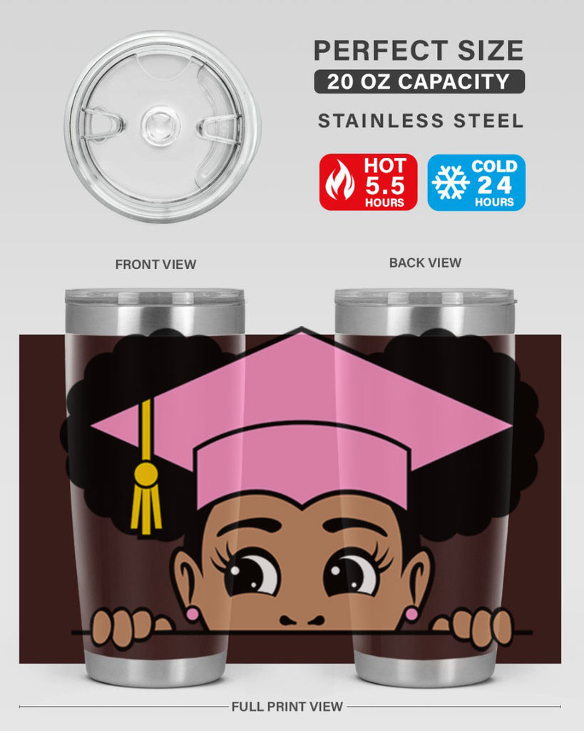 peekaboo afro puffs grad girl 23#- women-girls- Tumbler
