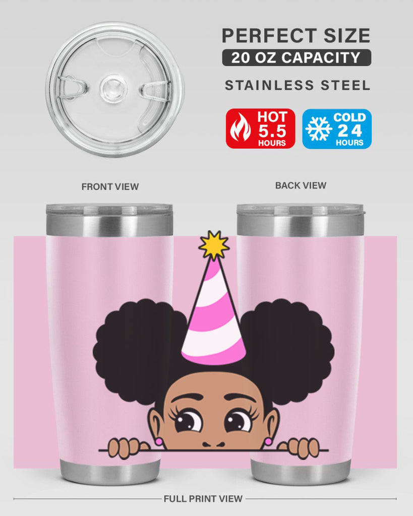 peekaboo afro puffs birthday girl 24#- women-girls- Tumbler