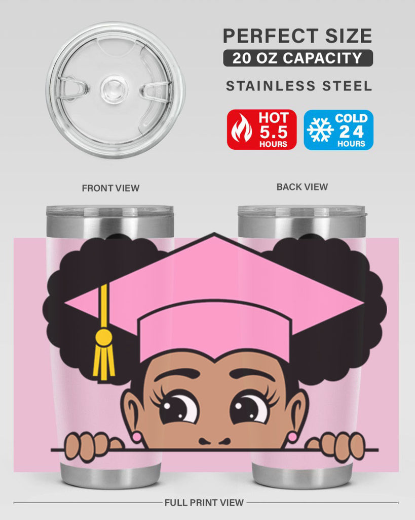 peekaboo afro puffs grad girl 23#- women-girls- Tumbler
