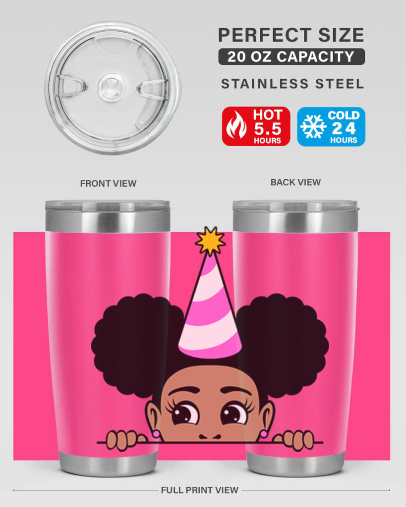 peekaboo afro puffs birthday girl 24#- women-girls- Tumbler