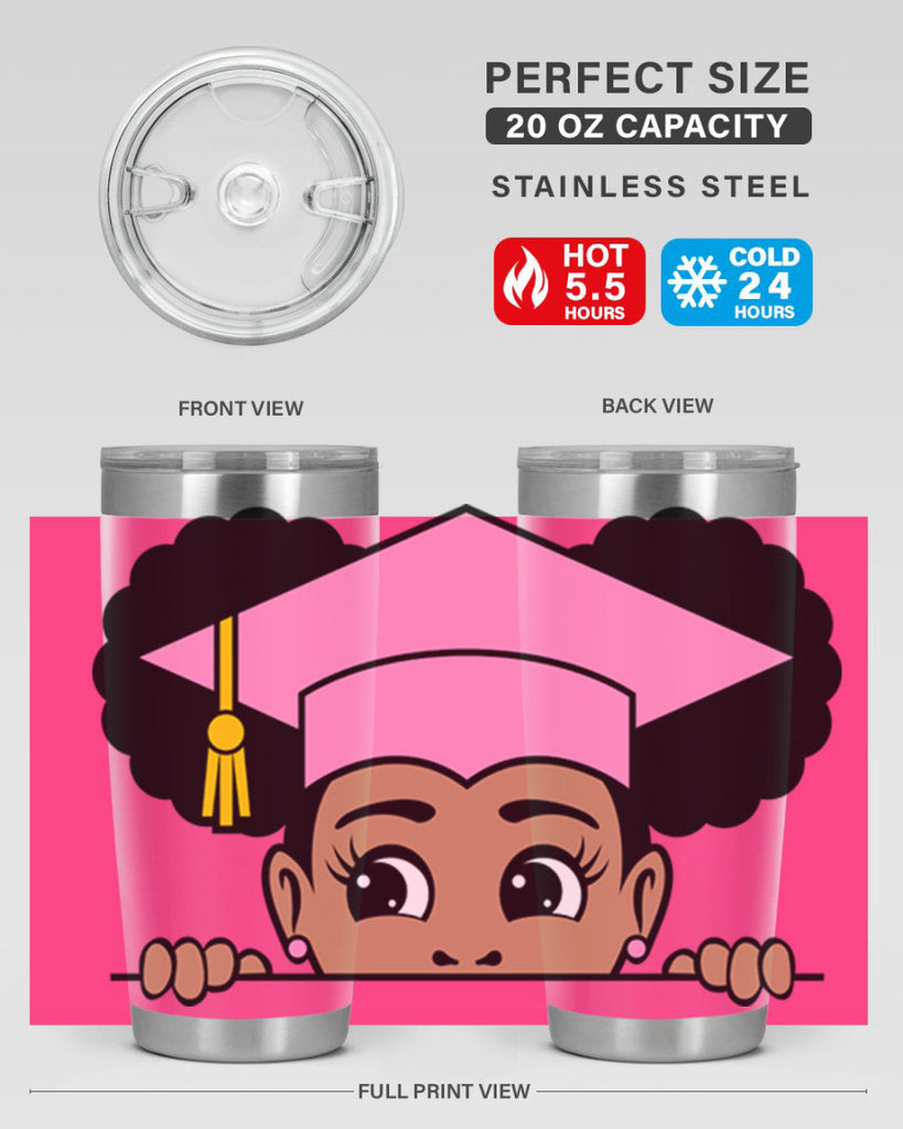 peekaboo afro puffs grad girl 23#- women-girls- Tumbler