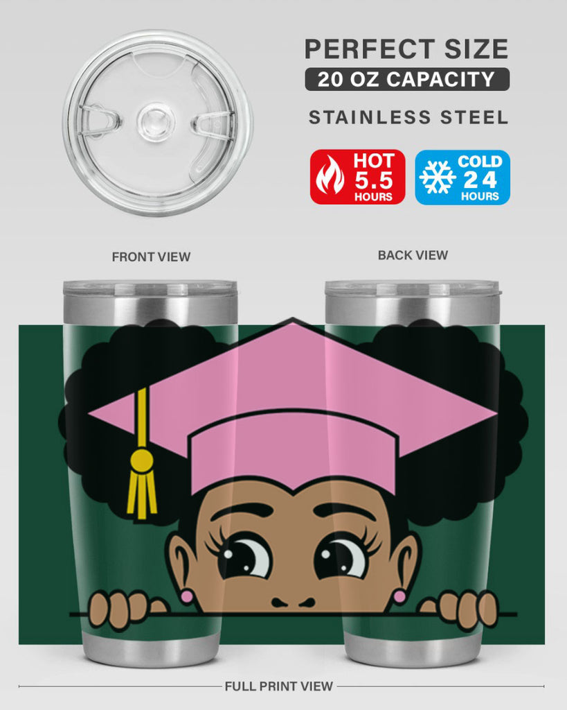peekaboo afro puffs grad girl 23#- women-girls- Tumbler