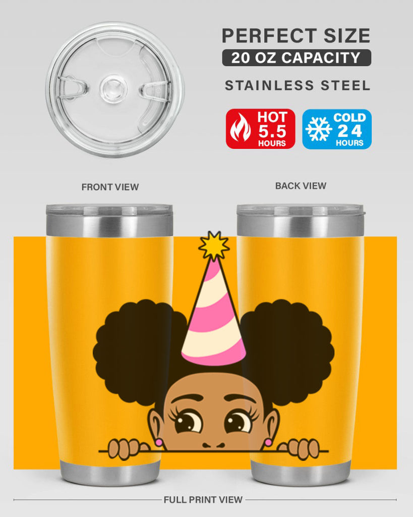 peekaboo afro puffs birthday girl 24#- women-girls- Tumbler