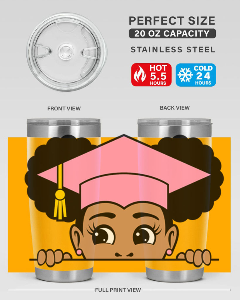 peekaboo afro puffs grad girl 23#- women-girls- Tumbler