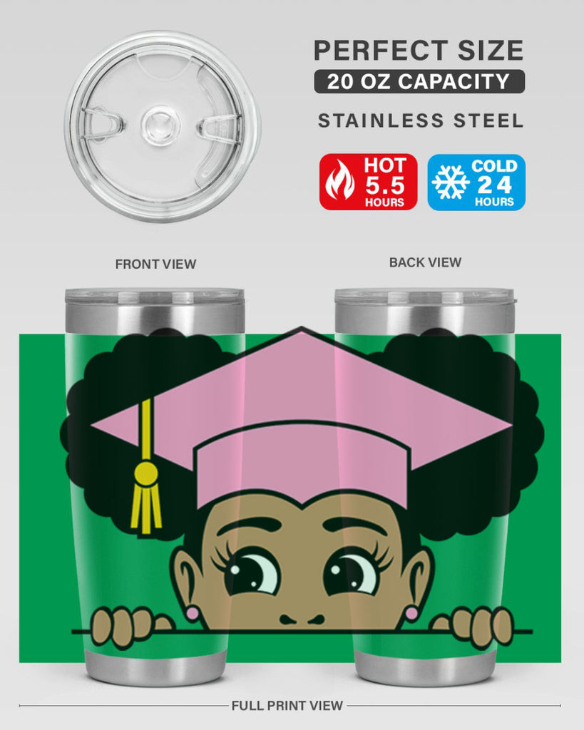 peekaboo afro puffs grad girl 23#- women-girls- Tumbler