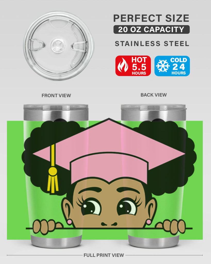 peekaboo afro puffs grad girl 23#- women-girls- Tumbler