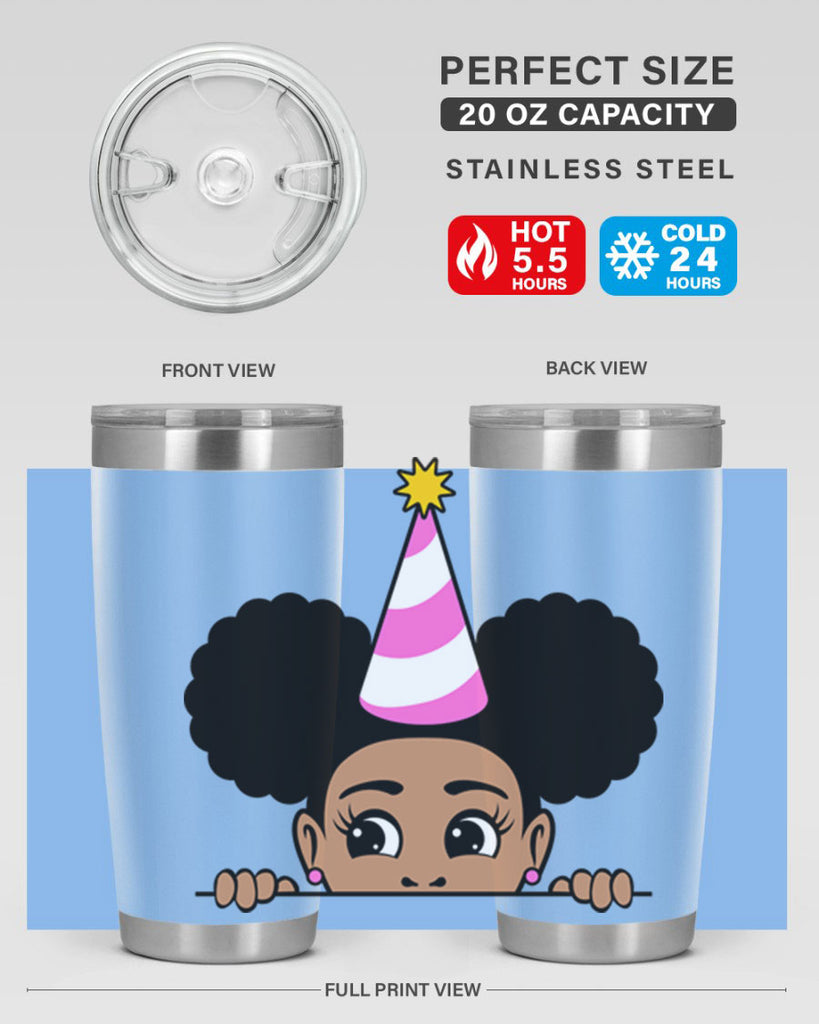 peekaboo afro puffs birthday girl 24#- women-girls- Tumbler