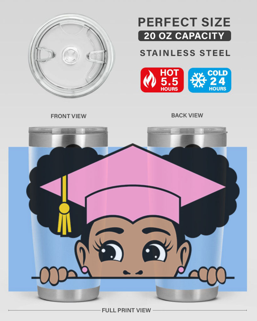 peekaboo afro puffs grad girl 23#- women-girls- Tumbler