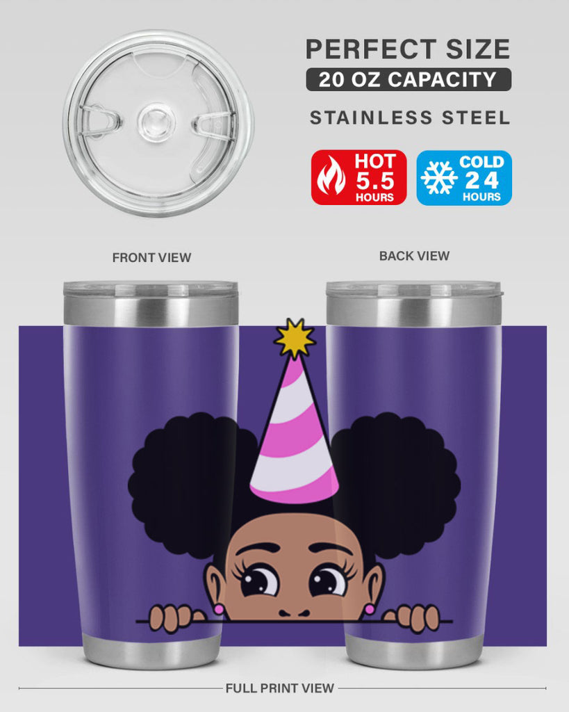 peekaboo afro puffs birthday girl 24#- women-girls- Tumbler