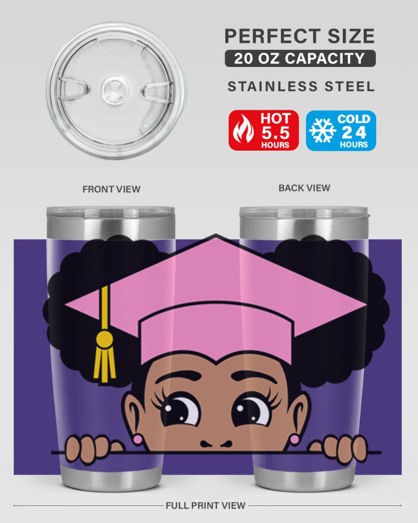 peekaboo afro puffs grad girl 23#- women-girls- Tumbler