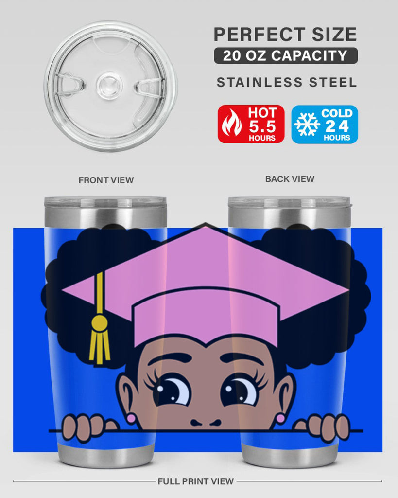 peekaboo afro puffs grad girl 23#- women-girls- Tumbler