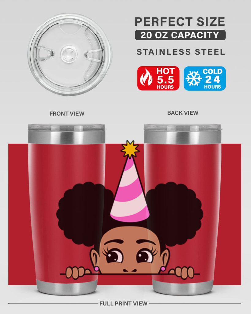 peekaboo afro puffs birthday girl 24#- women-girls- Tumbler