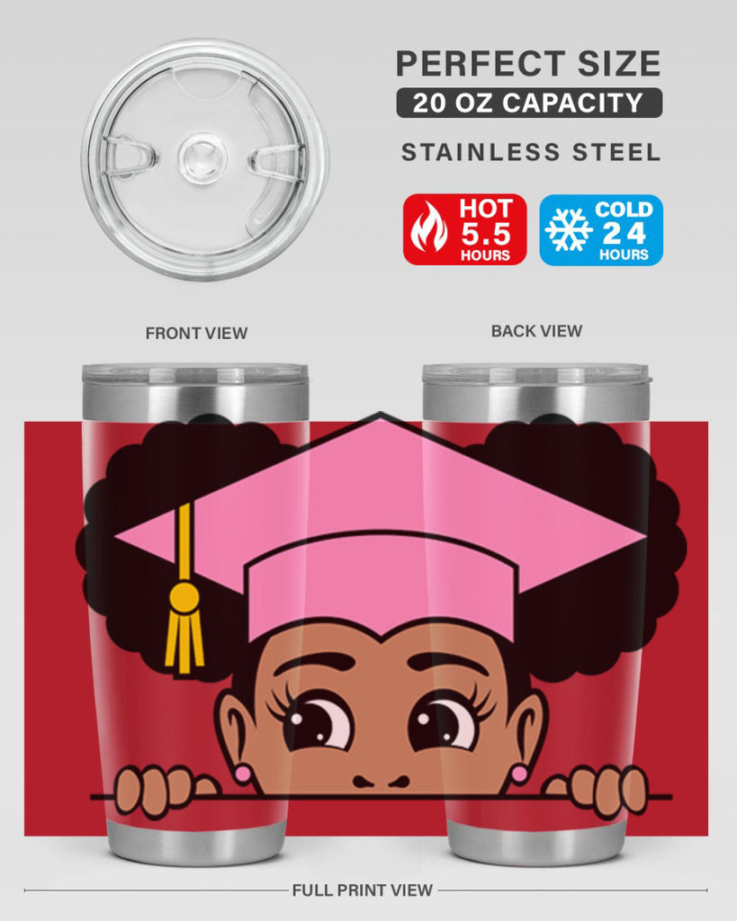 peekaboo afro puffs grad girl 23#- women-girls- Tumbler