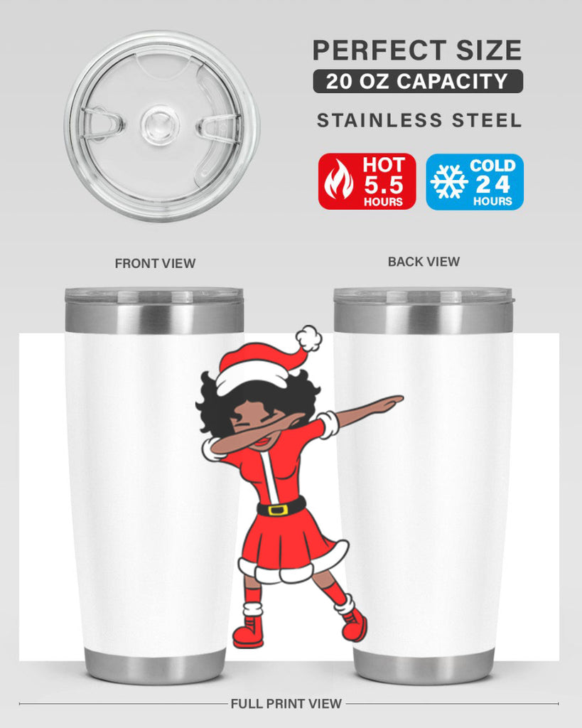 dabbing santa claus afro girl 50#- women-girls- Tumbler