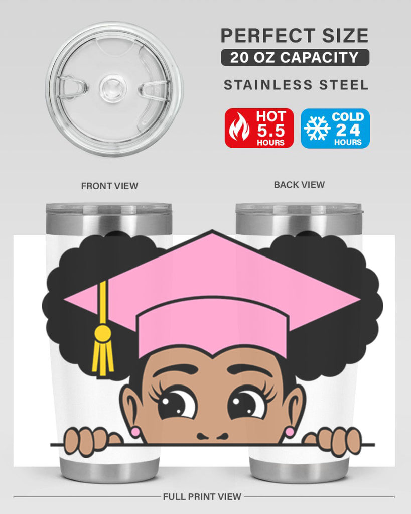 peekaboo afro puffs grad girl 23#- women-girls- Tumbler