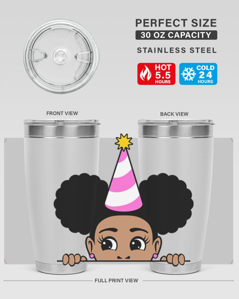 peekaboo afro puffs birthday girl 24#- women-girls- Tumbler