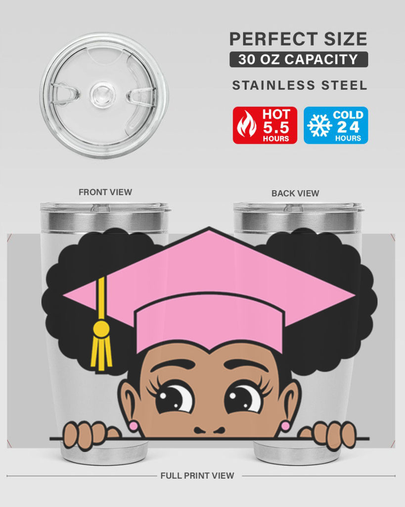 peekaboo afro puffs grad girl 23#- women-girls- Tumbler