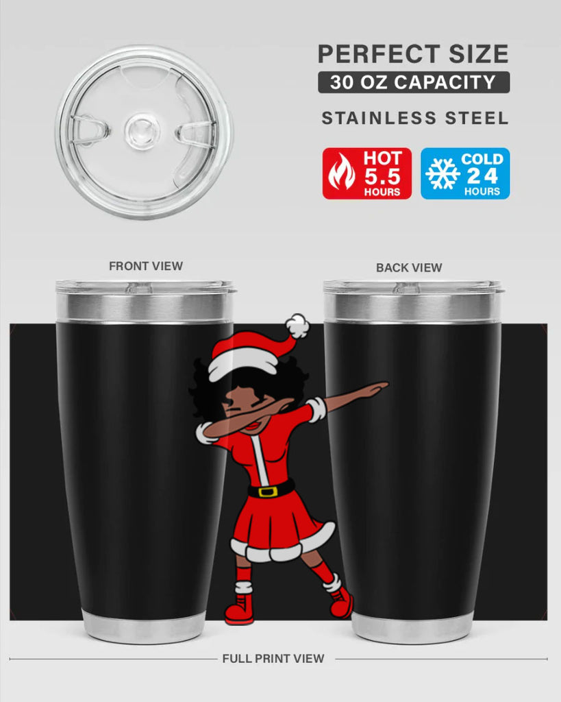 dabbing santa claus afro girl 50#- women-girls- Tumbler