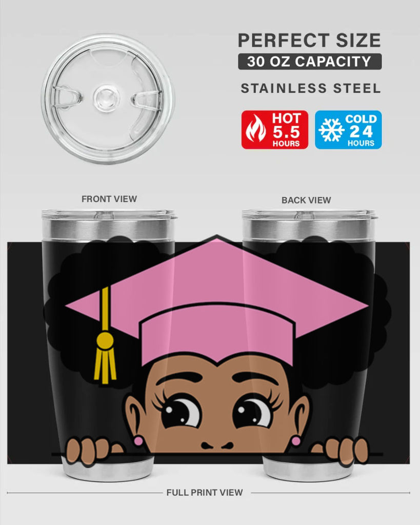 peekaboo afro puffs grad girl 23#- women-girls- Tumbler