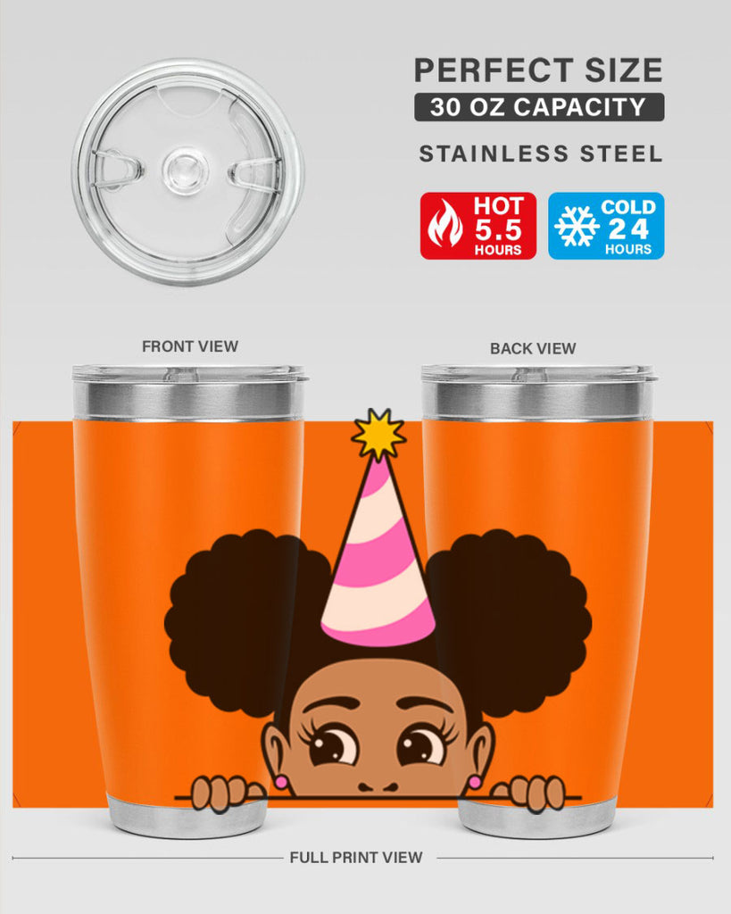 peekaboo afro puffs birthday girl 24#- women-girls- Tumbler