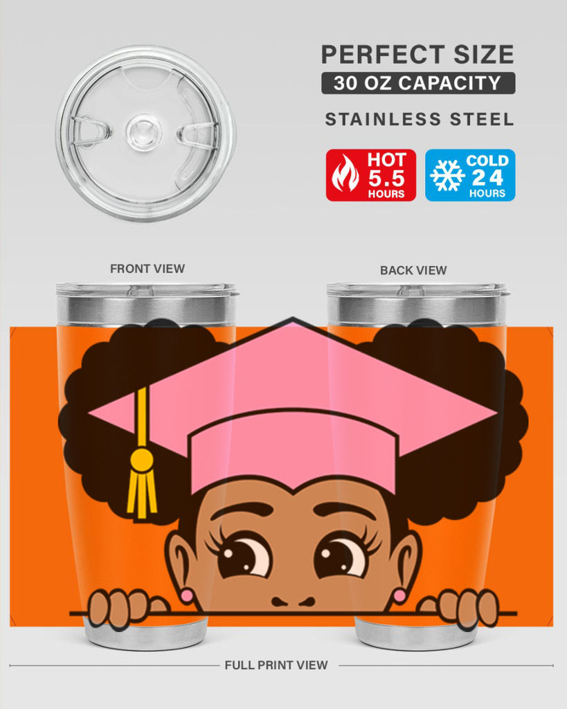 peekaboo afro puffs grad girl 23#- women-girls- Tumbler