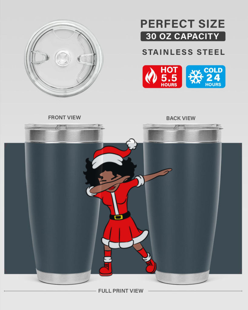 dabbing santa claus afro girl 50#- women-girls- Tumbler