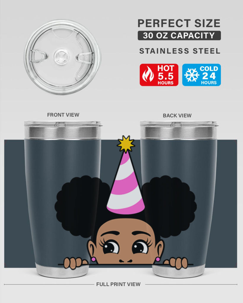 peekaboo afro puffs birthday girl 24#- women-girls- Tumbler