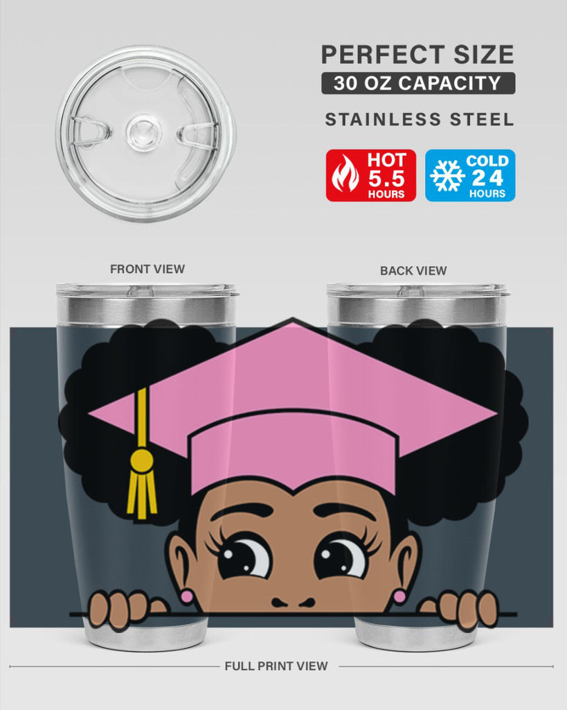 peekaboo afro puffs grad girl 23#- women-girls- Tumbler