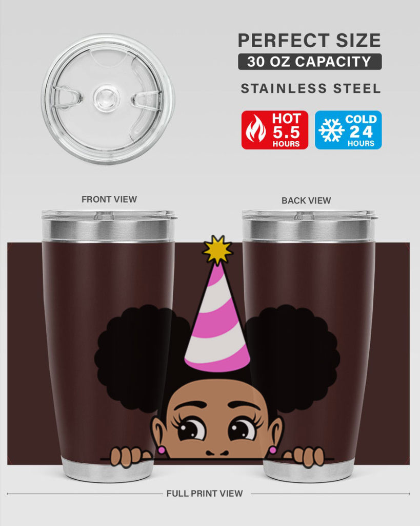 peekaboo afro puffs birthday girl 24#- women-girls- Tumbler