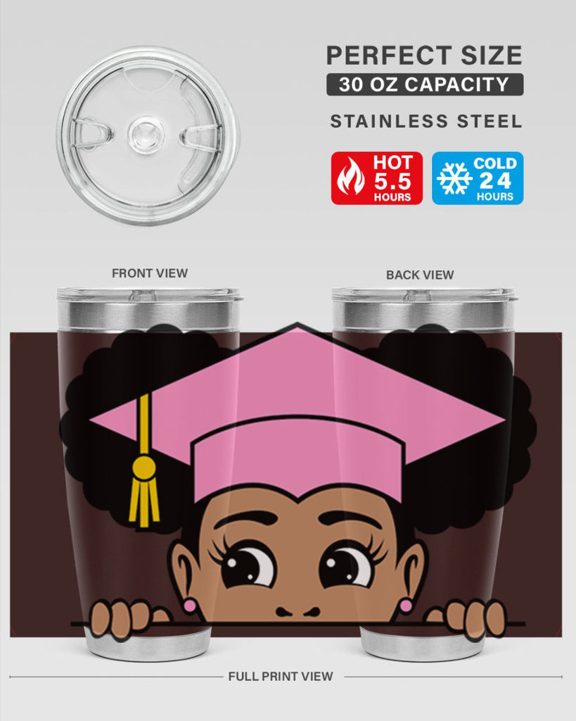 peekaboo afro puffs grad girl 23#- women-girls- Tumbler