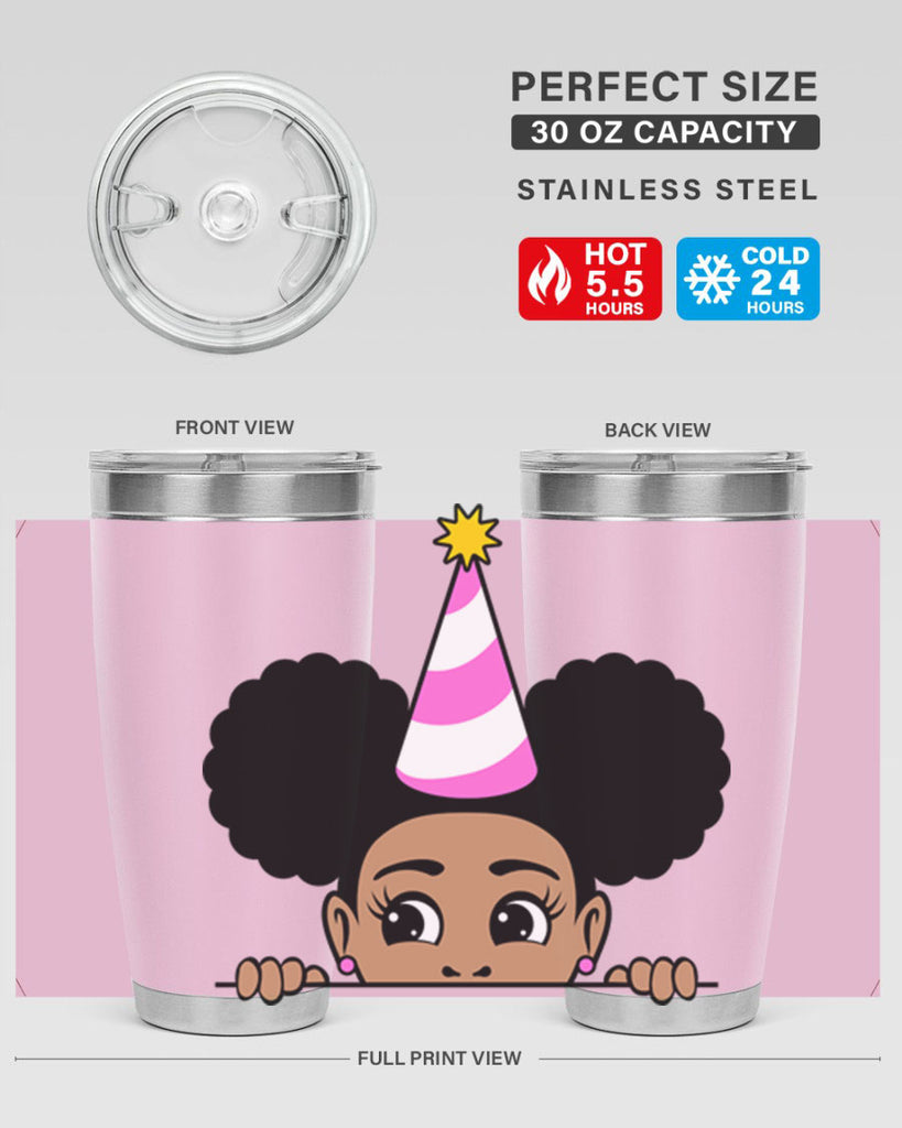 peekaboo afro puffs birthday girl 24#- women-girls- Tumbler
