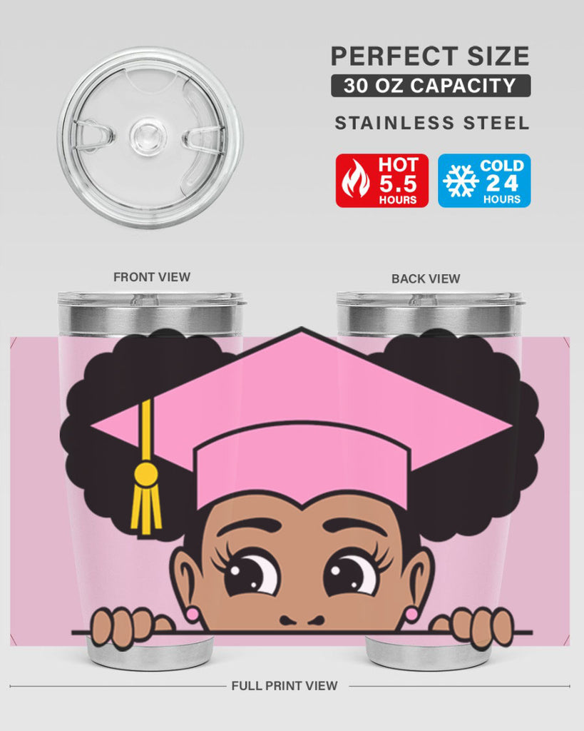 peekaboo afro puffs grad girl 23#- women-girls- Tumbler