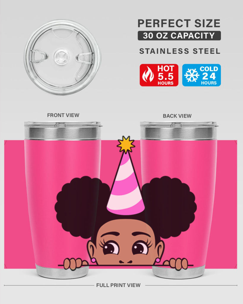 peekaboo afro puffs birthday girl 24#- women-girls- Tumbler