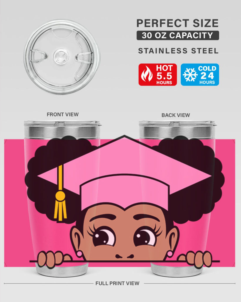 peekaboo afro puffs grad girl 23#- women-girls- Tumbler