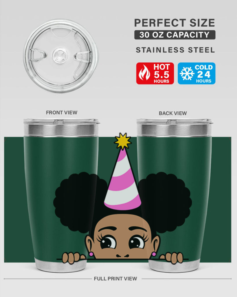 peekaboo afro puffs birthday girl 24#- women-girls- Tumbler