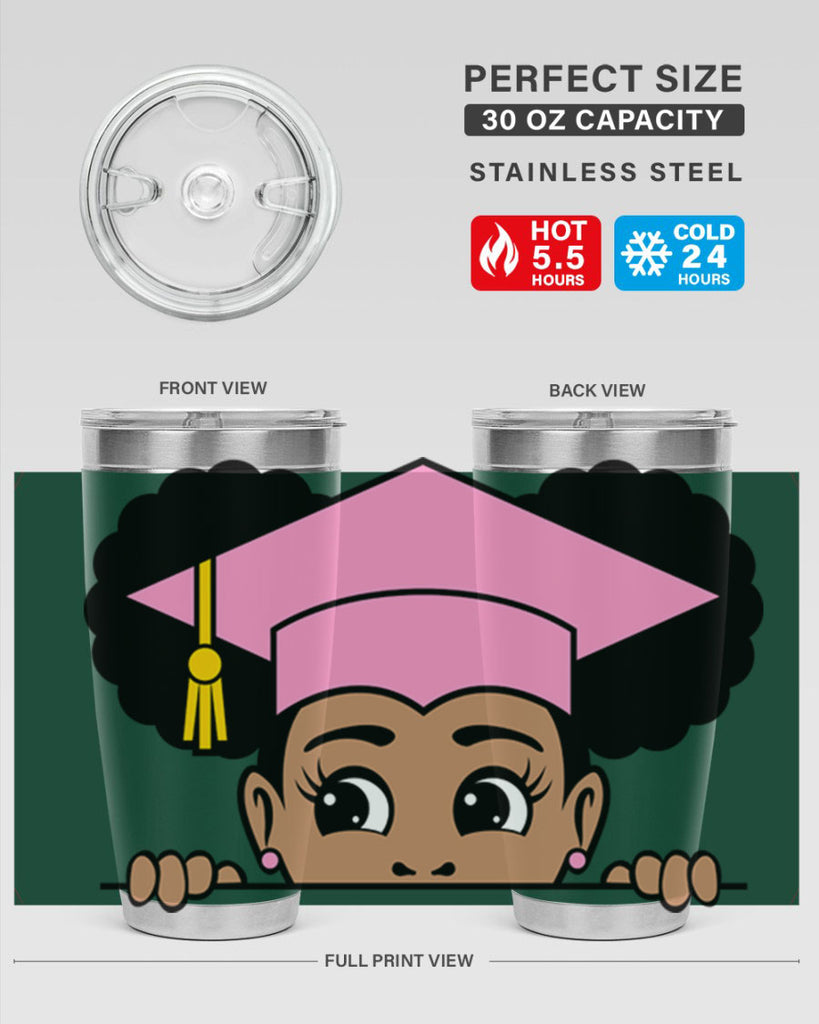 peekaboo afro puffs grad girl 23#- women-girls- Tumbler